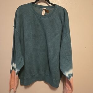 PINK Victorias Secret Modern Sweatshirt Crewneck Tie Dye Green Pink XL NWT